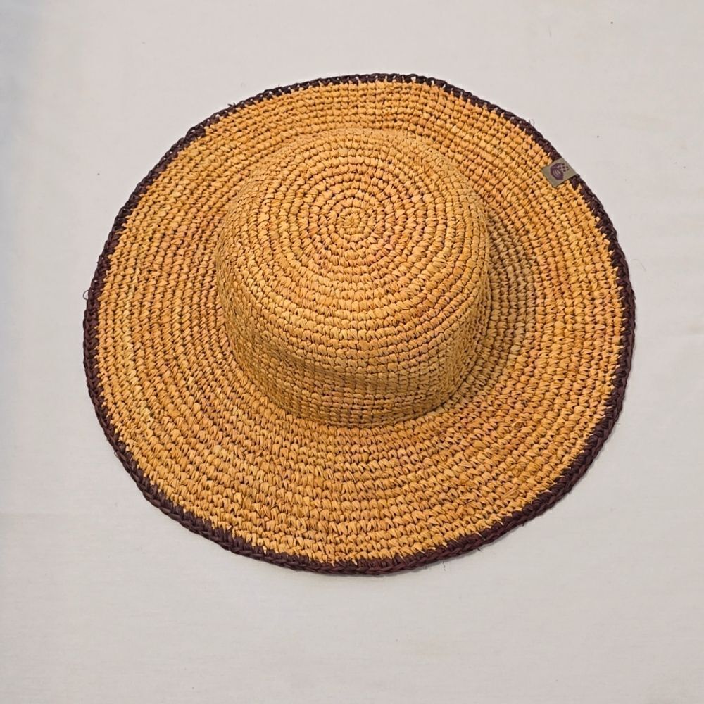 Mountain Hardwear Tan Brown Straw Floppy Hat size large‎